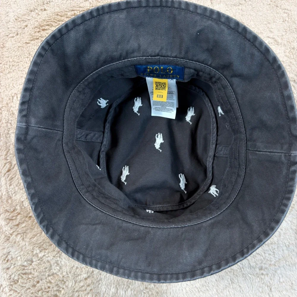 Polo Ralph Lauren Mens Size S/M Bucket Hat Gray All Over Pony Embroidered NWOT